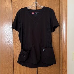 Urbane Performance Black Scrub Top